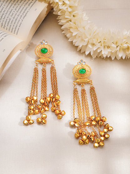 Gold Plated Ghungroo Beaded Dangler Earrings