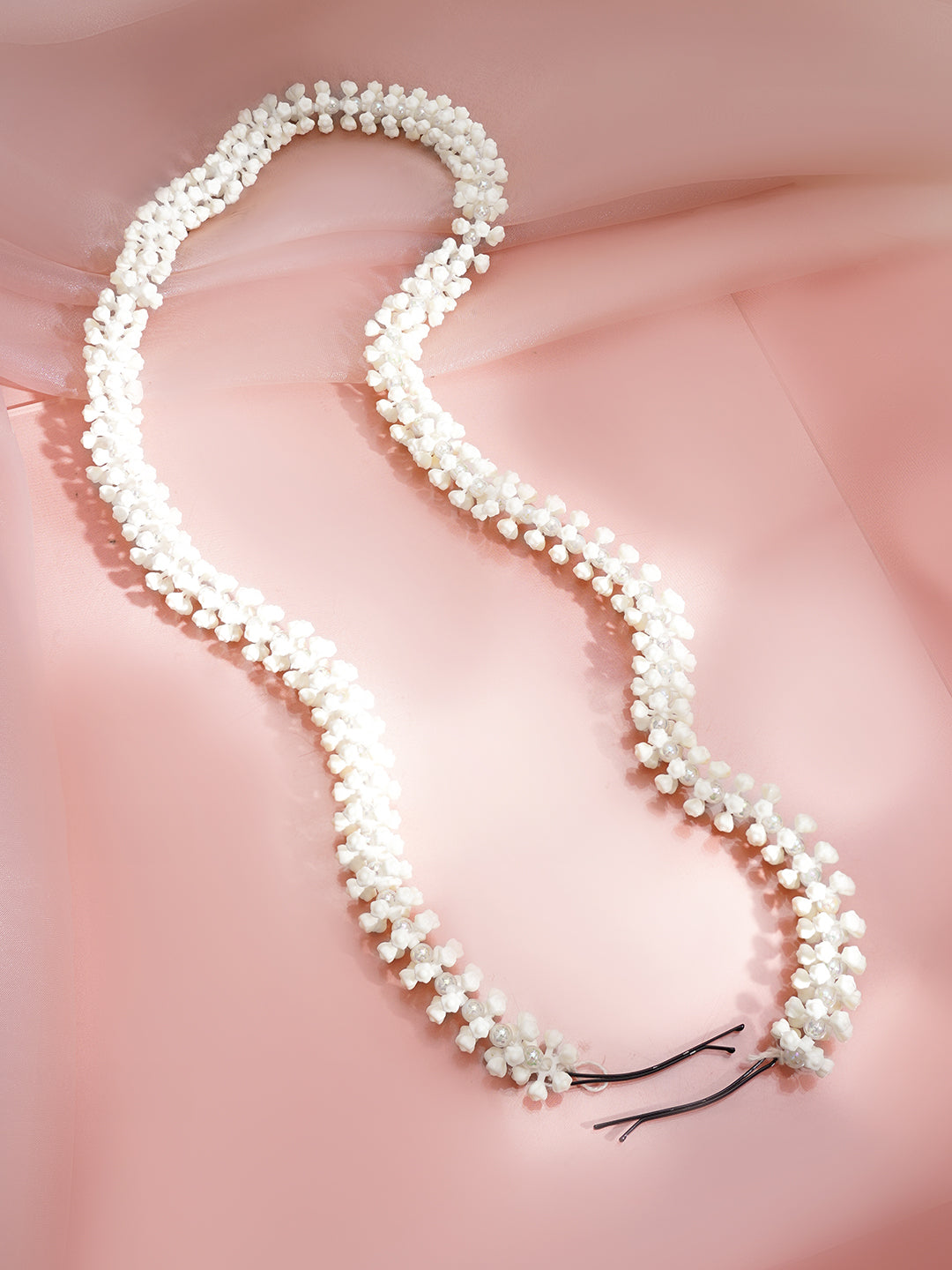 White Bead Cluster Hair Bun Accessory