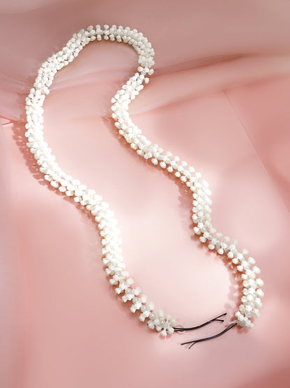 White Bead Cluster Hair Bun Accessory