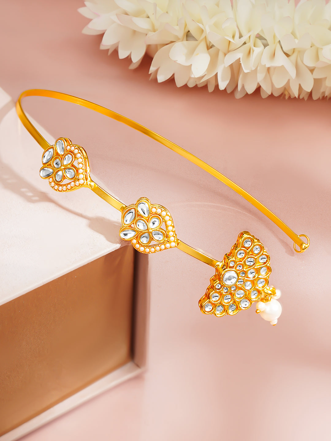 Gold Plated Pearl Kundan Bridal Maang Tikka