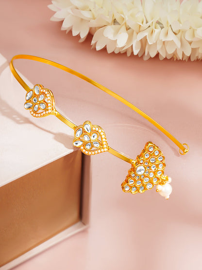 Gold Plated Pearl Kundan Bridal Maang Tikka