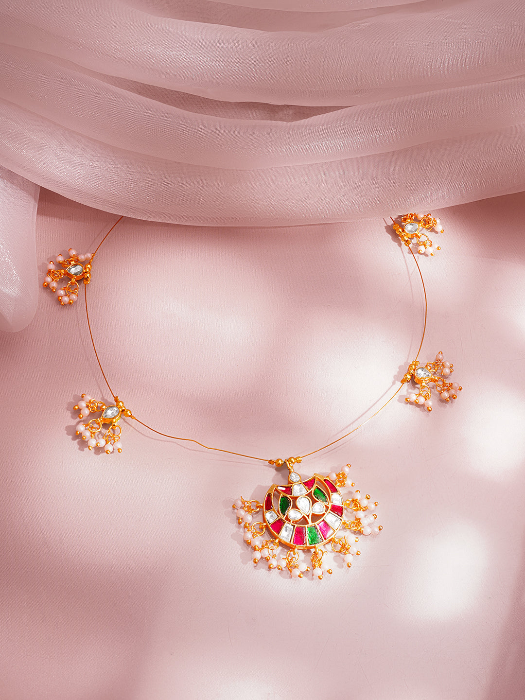 Gold Kundan Meenakari Pendant Necklace