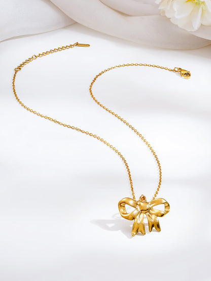 Demi Fine 18K Gold Plated Stainless steel Sweet Little Moment Bow Necklace