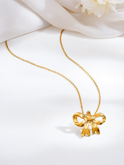 Demi Fine 18K Gold Plated Stainless steel Sweet Little Moment Bow Necklace
