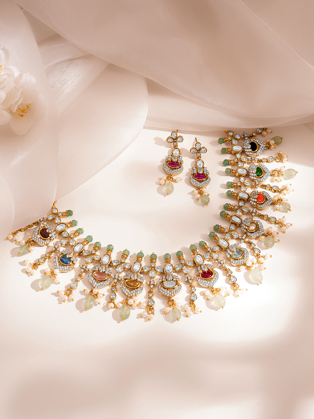 Kundan Multicolor Drop Necklace Set