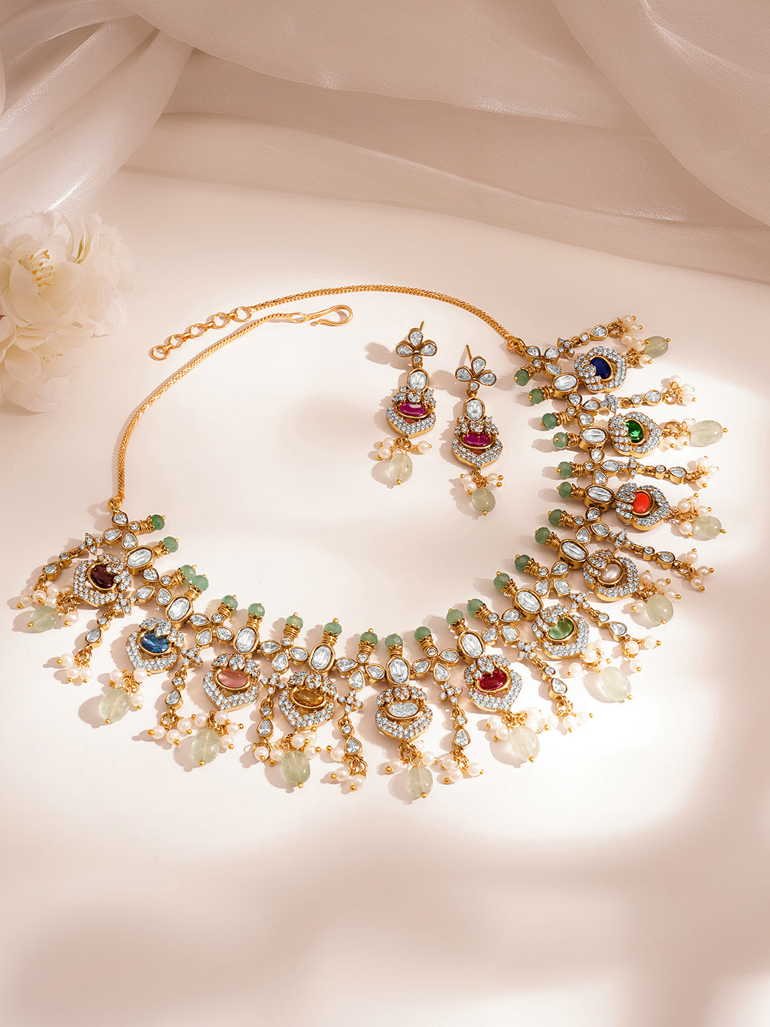 Kundan Multicolor Drop Necklace Set