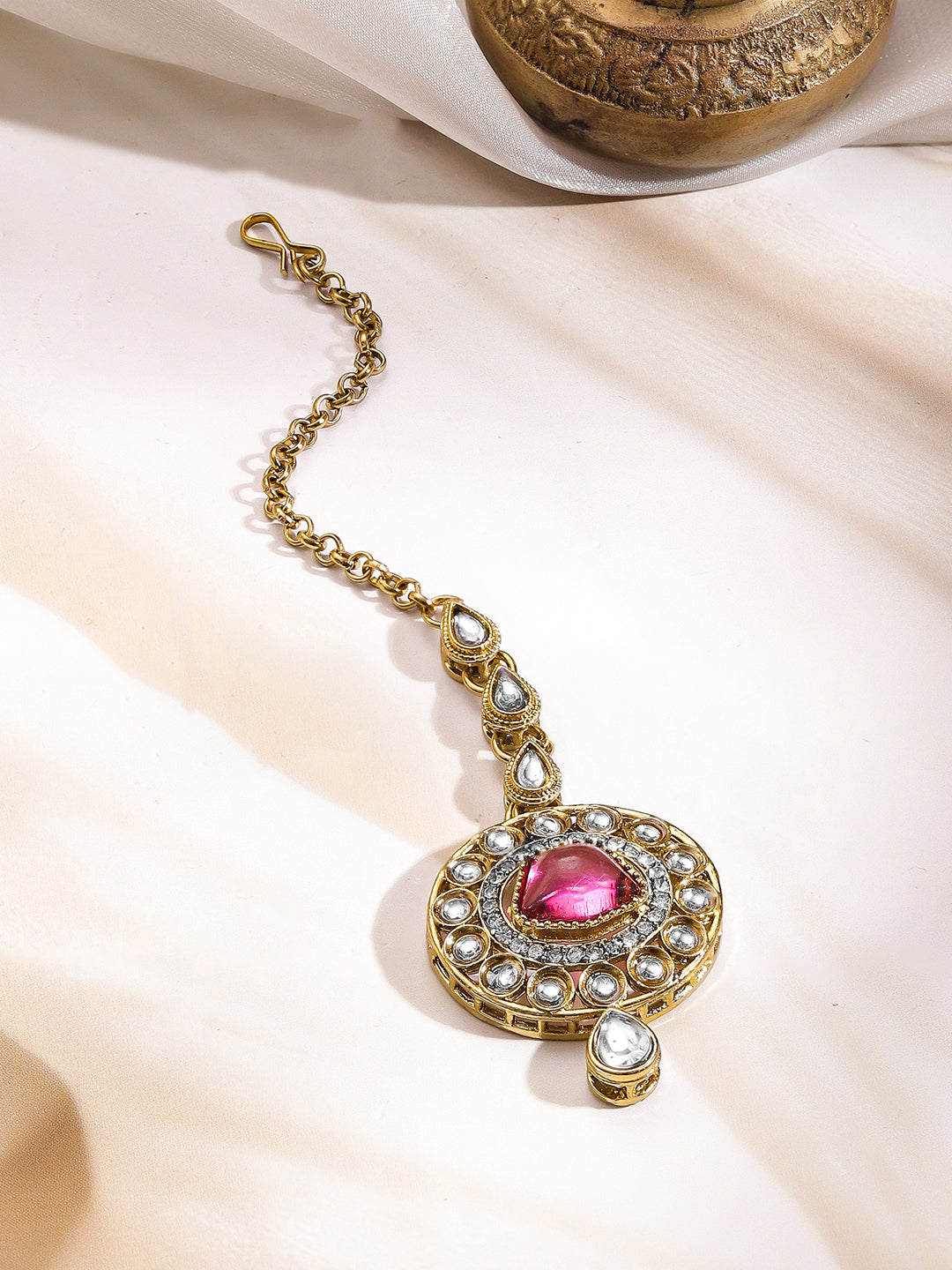 Luxury Magenta Kundan Bridal Necklace Set