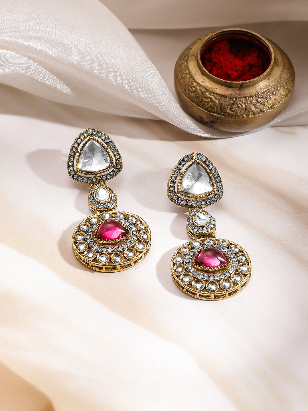 Luxury Magenta Kundan Bridal Necklace Set