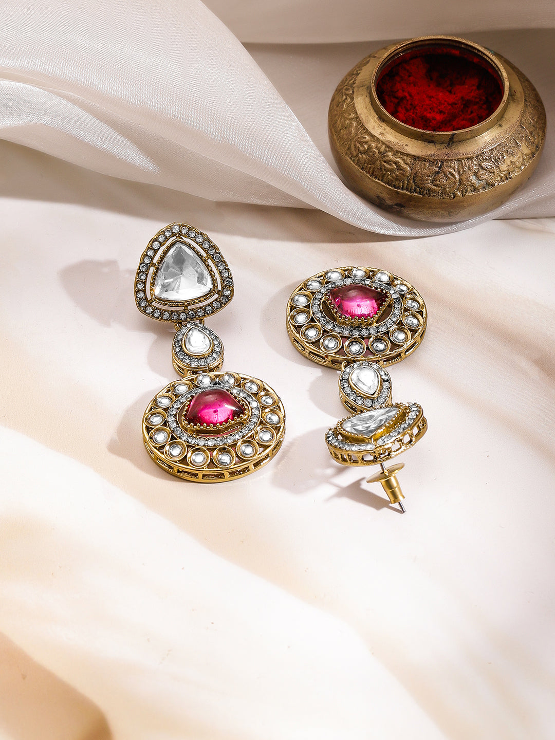 Luxury Magenta Kundan Bridal Necklace Set