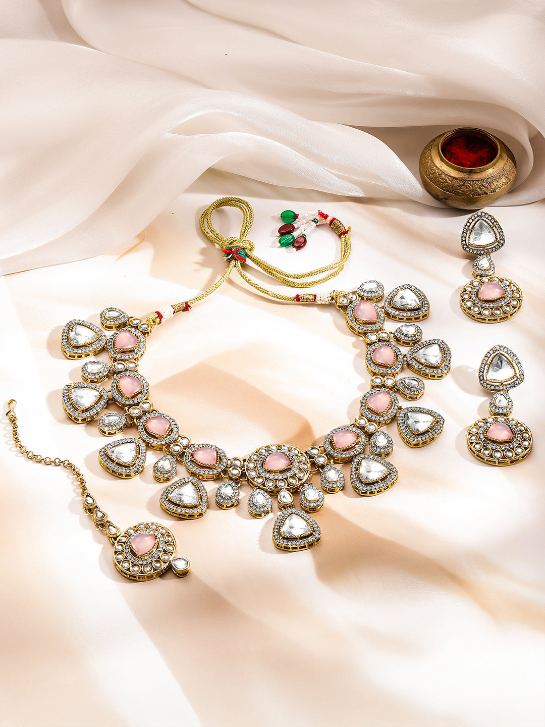 Luxury Pastel Kundan Bridal Necklace Set