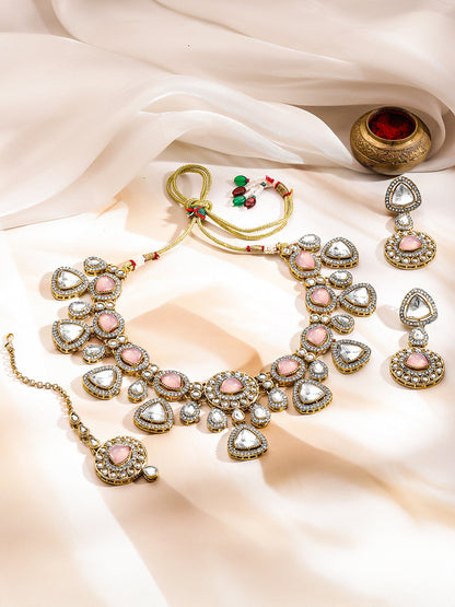 Luxury Pastel Kundan Bridal Necklace Set