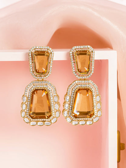 Champagne Glow Statement Drop Earrings