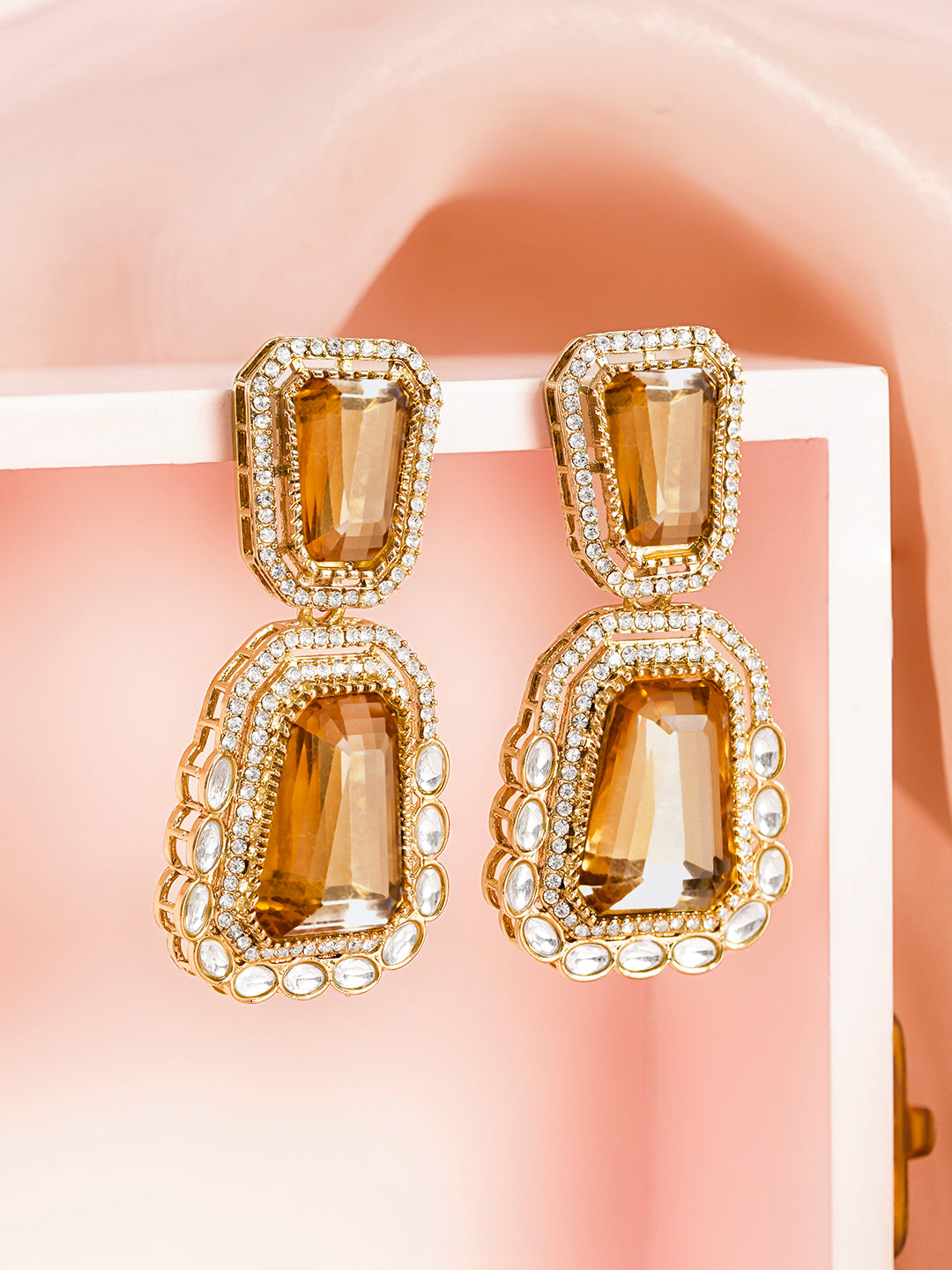 Champagne Glow Statement Drop Earrings