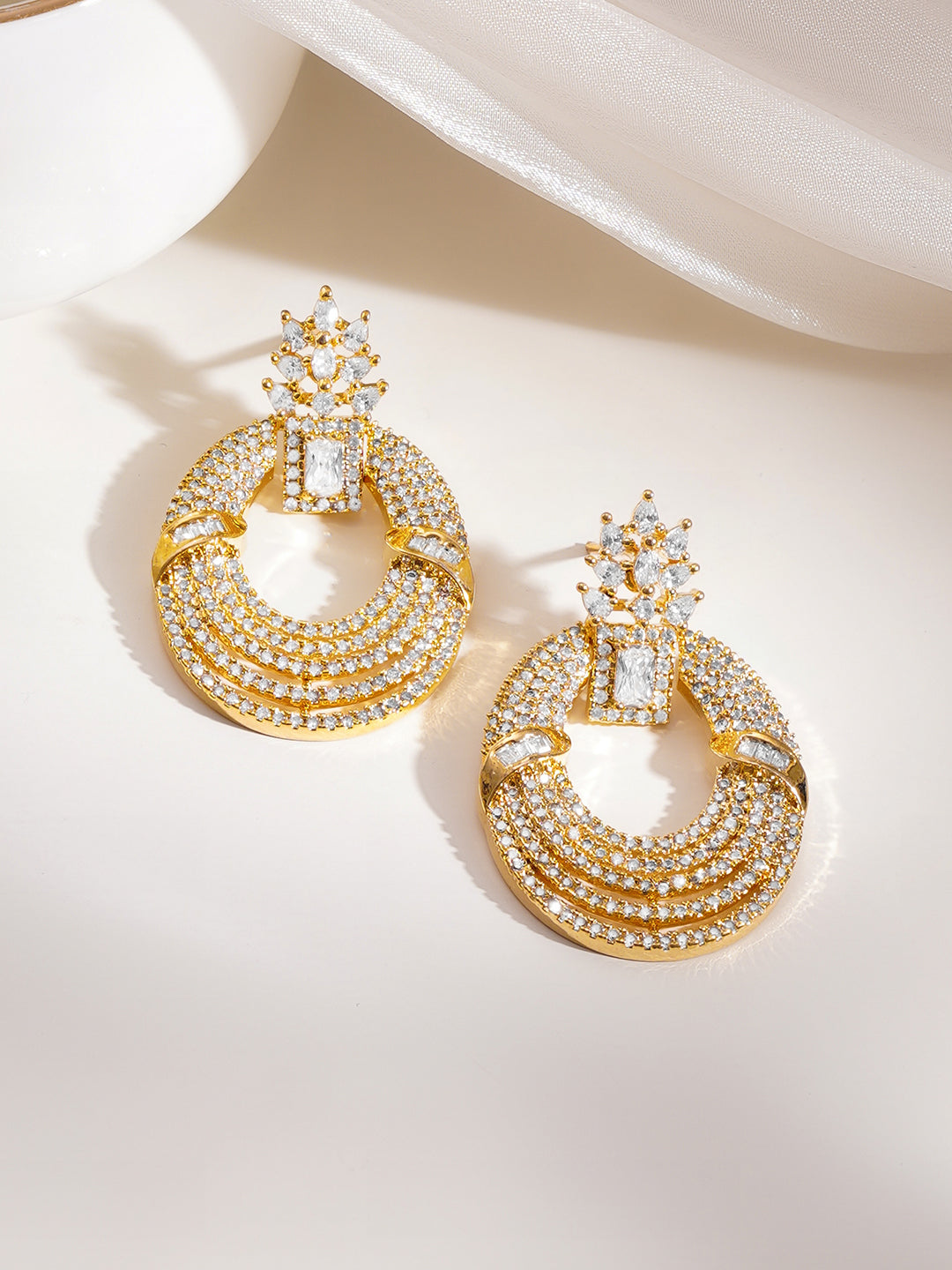 Golden Shimmer Layered Hoop Dangler