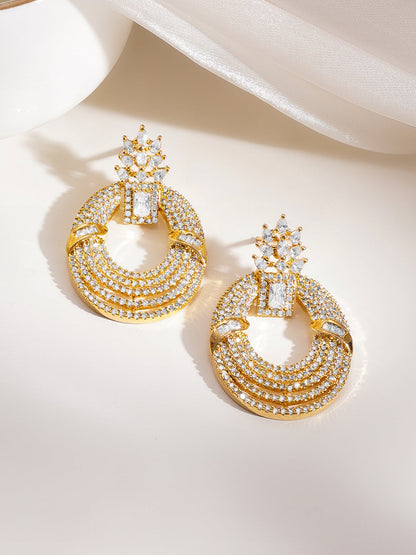 Golden Shimmer Layered Hoop Dangler