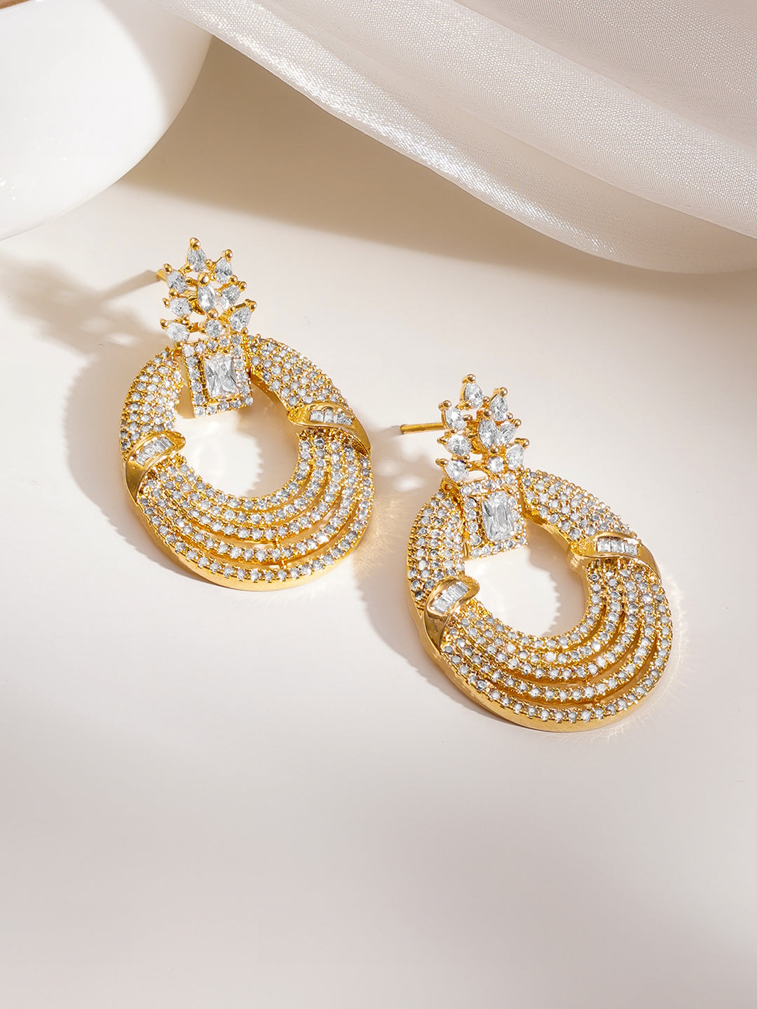 Golden Shimmer Layered Hoop Dangler