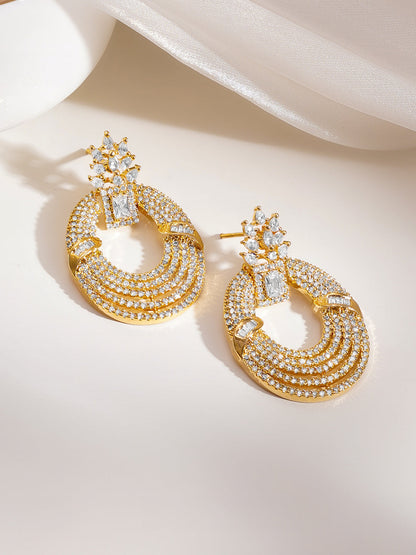 Golden Shimmer Layered Hoop Dangler