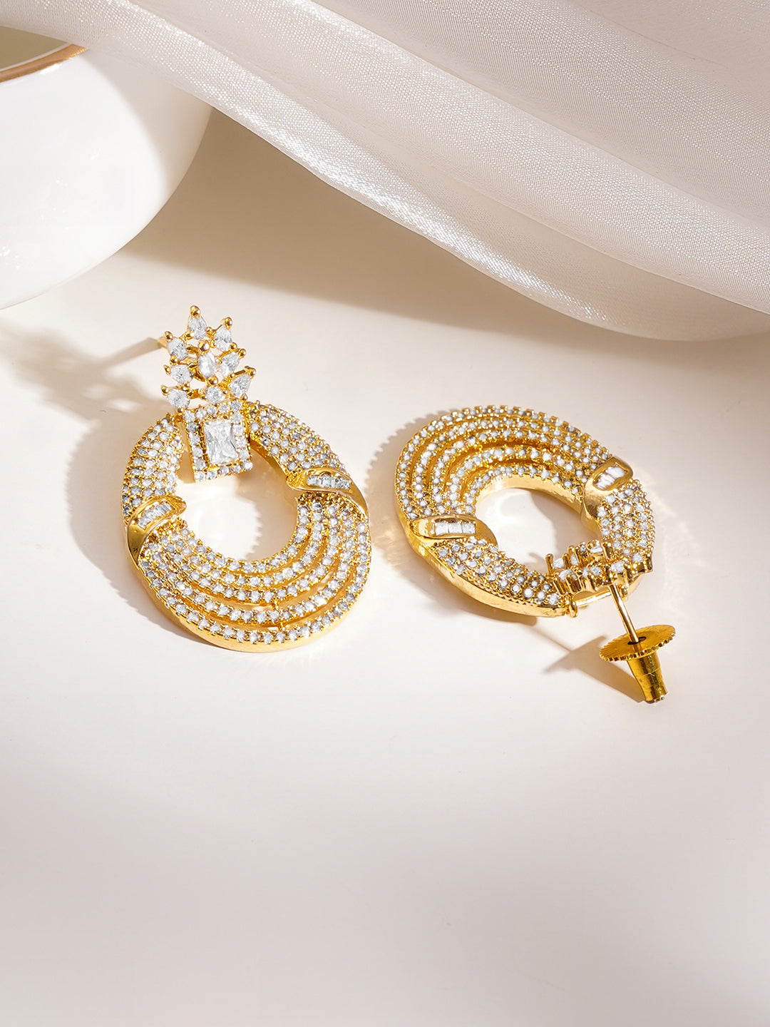 Golden Shimmer Layered Hoop Dangler