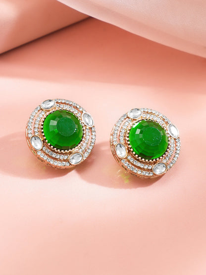 Emerald Glow Oversized Statement Stud