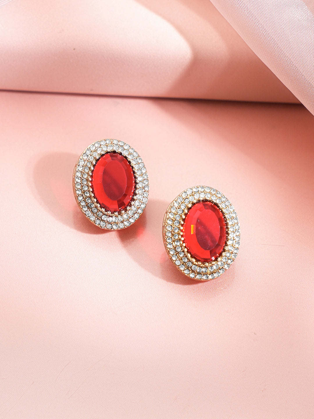 Royal Ruby Crimson Glow Stud Earrings