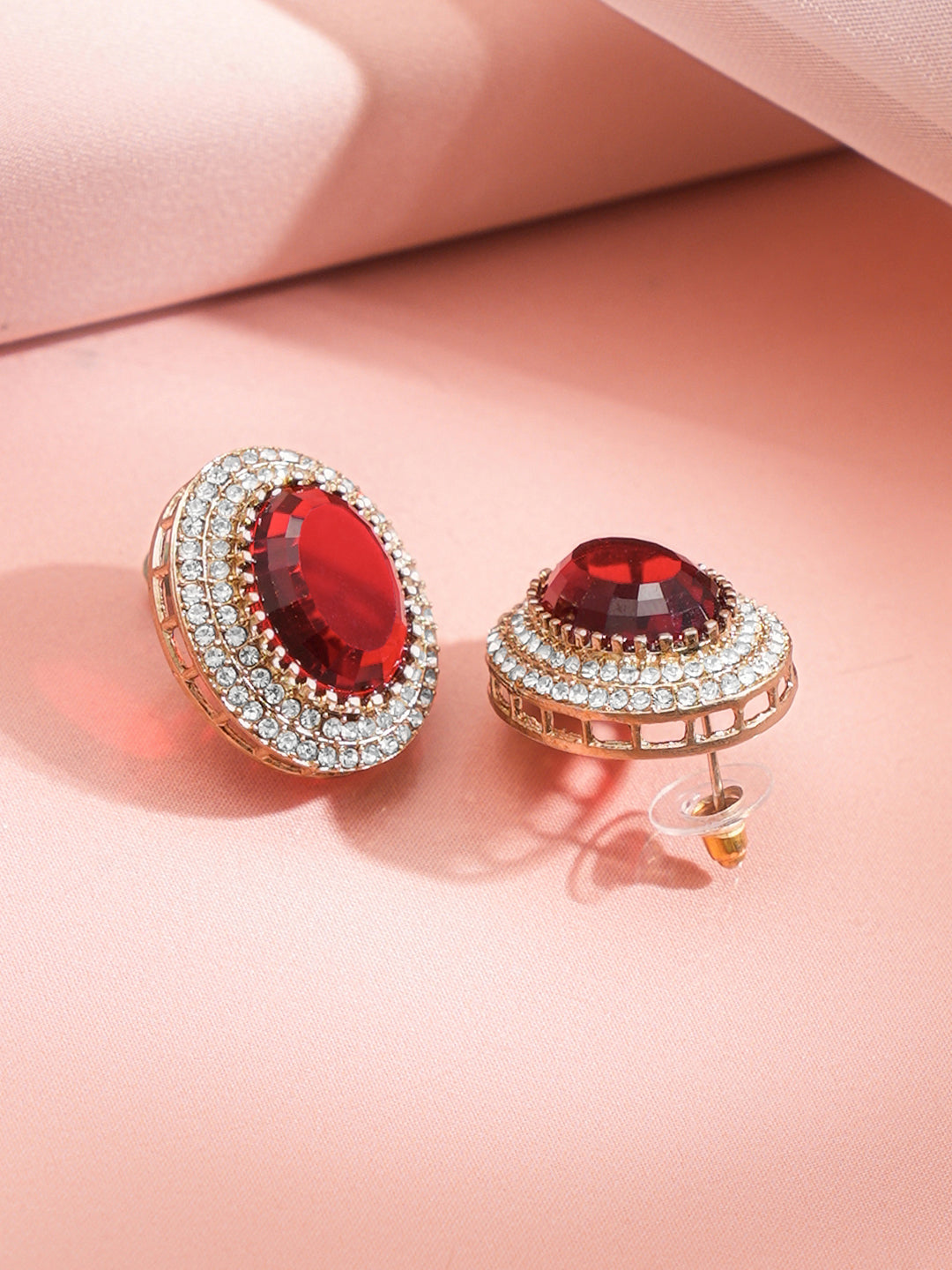 Royal Ruby Crimson Glow Stud Earrings