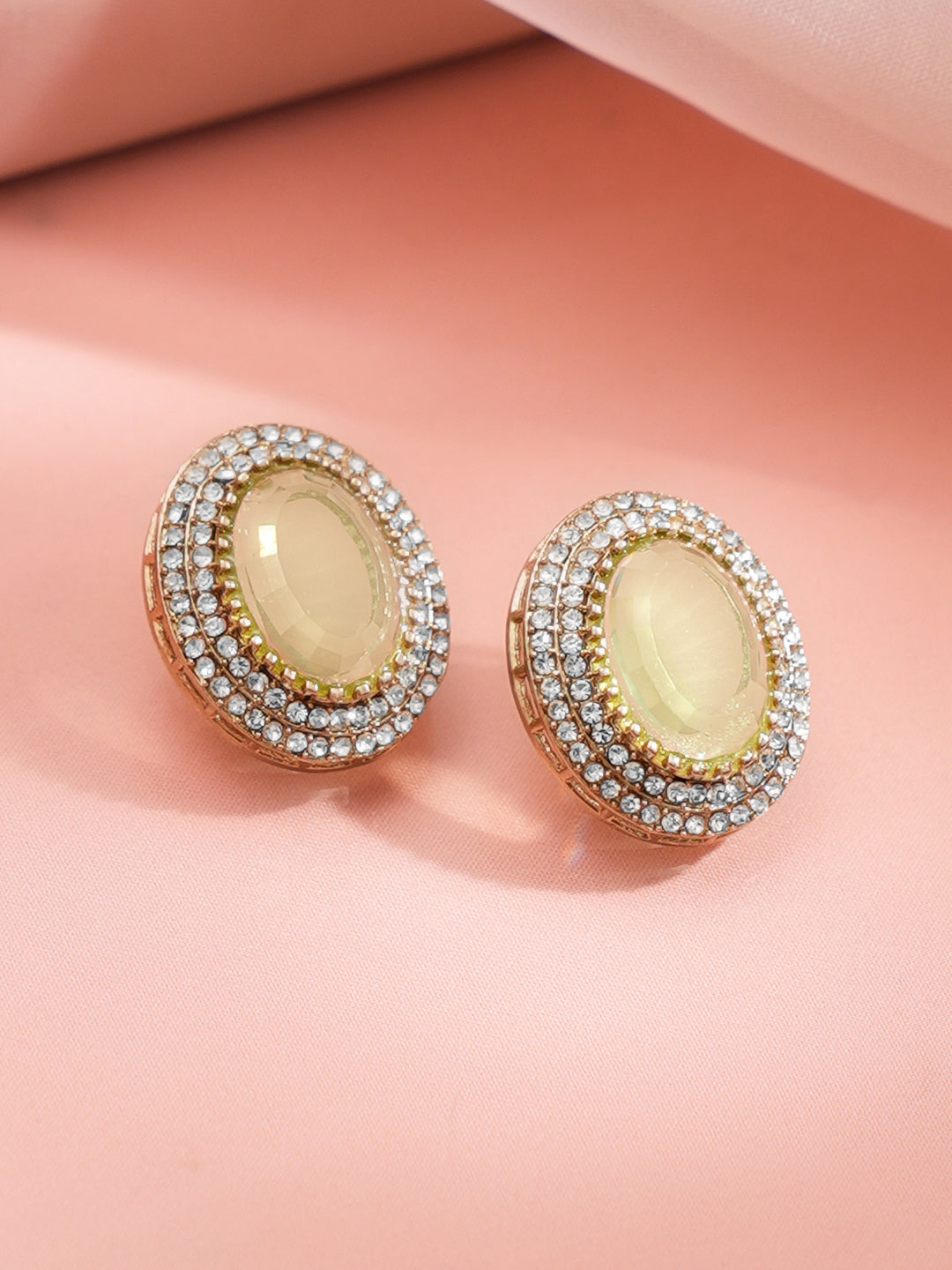 Champagne Glow Halo Stud Earrings