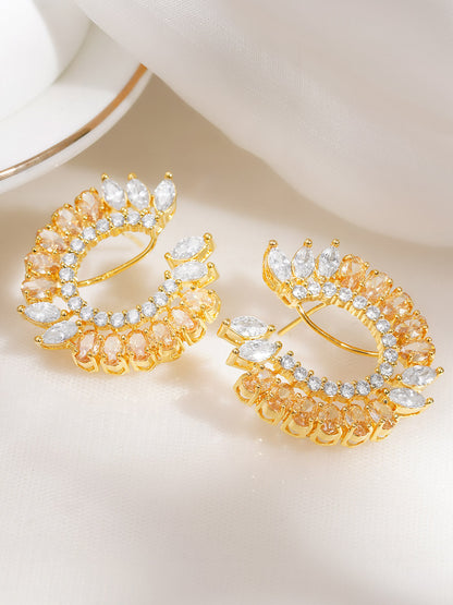 Champagne Glow Crystal Curved Studs