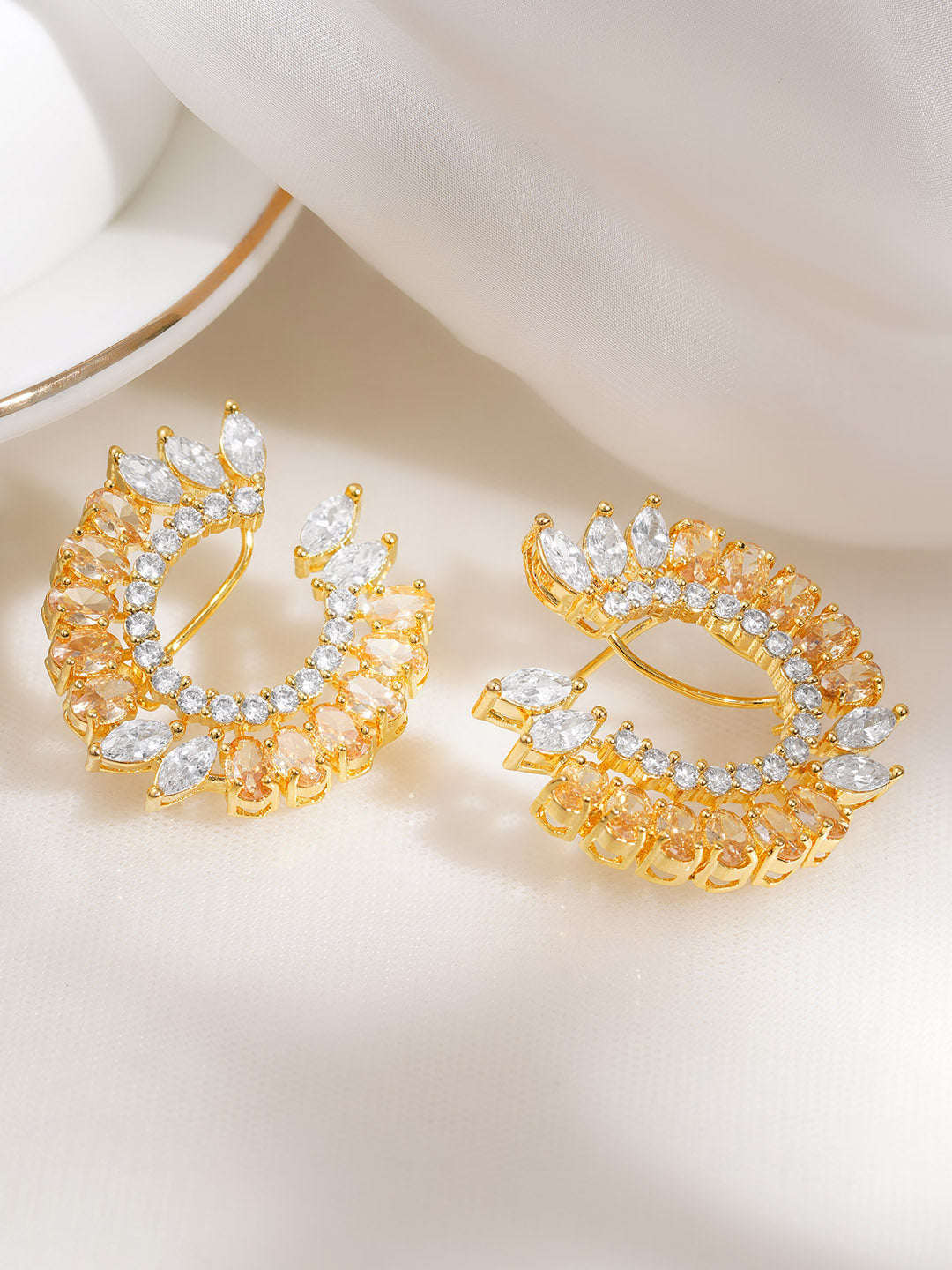 Champagne Glow Crystal Curved Studs