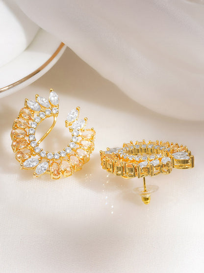 Champagne Glow Crystal Curved Studs