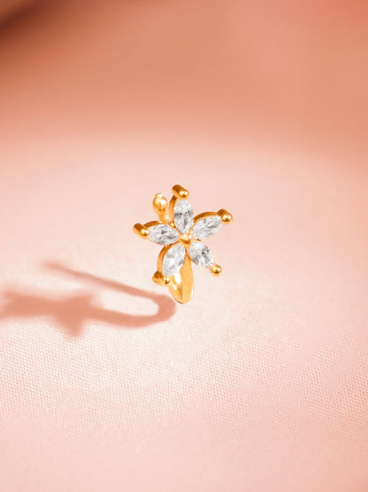 Leafy Floral Zirconia Studded Nose Pins