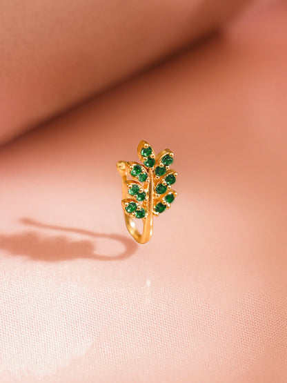 Leafy Floral Zirconia Studded Nose Pins