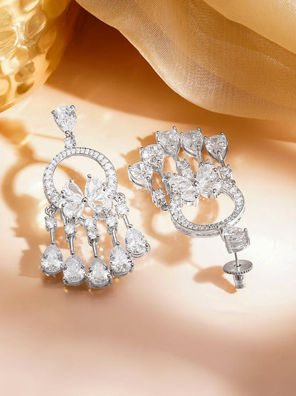 Zirconia Floral Cascade Dangler Earrings
