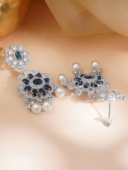 Midnight Bloom Pearl Dangler Earrings