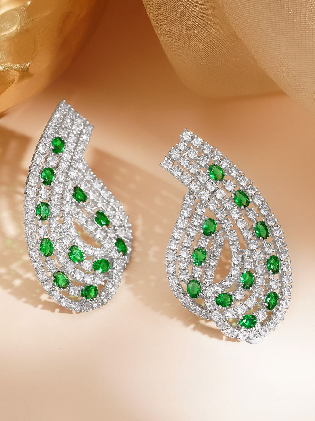 Emerald Spark Oversized Glam Stud Earrings