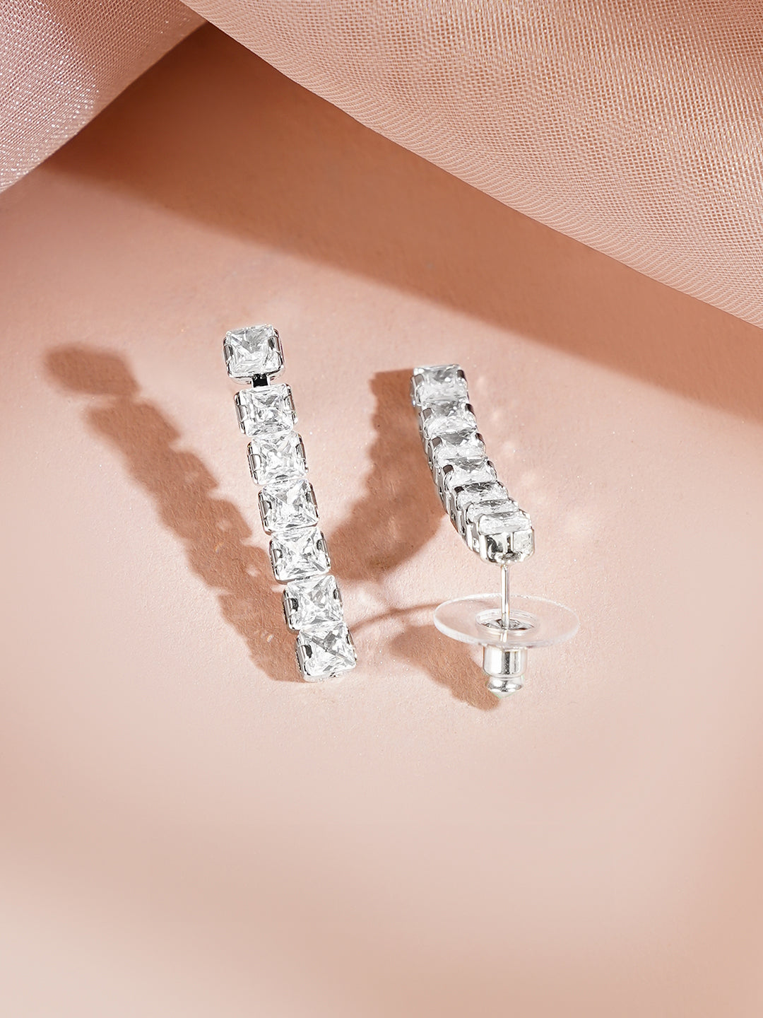 Rhodium Plated Layered American Diamond Statement Necklace Set