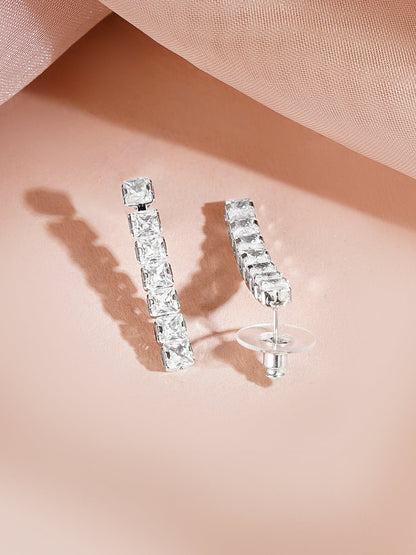 Rhodium Plated Layered American Diamond Statement Necklace Set