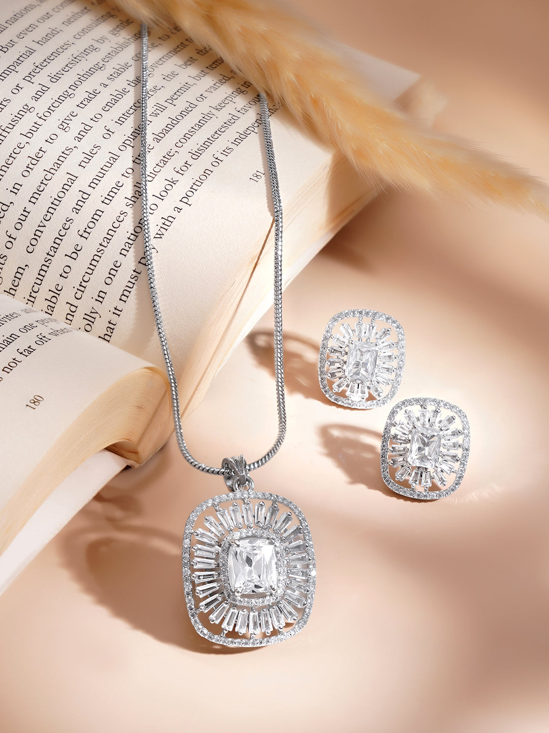 Crystal Glow Minimal Statement Pendent Set