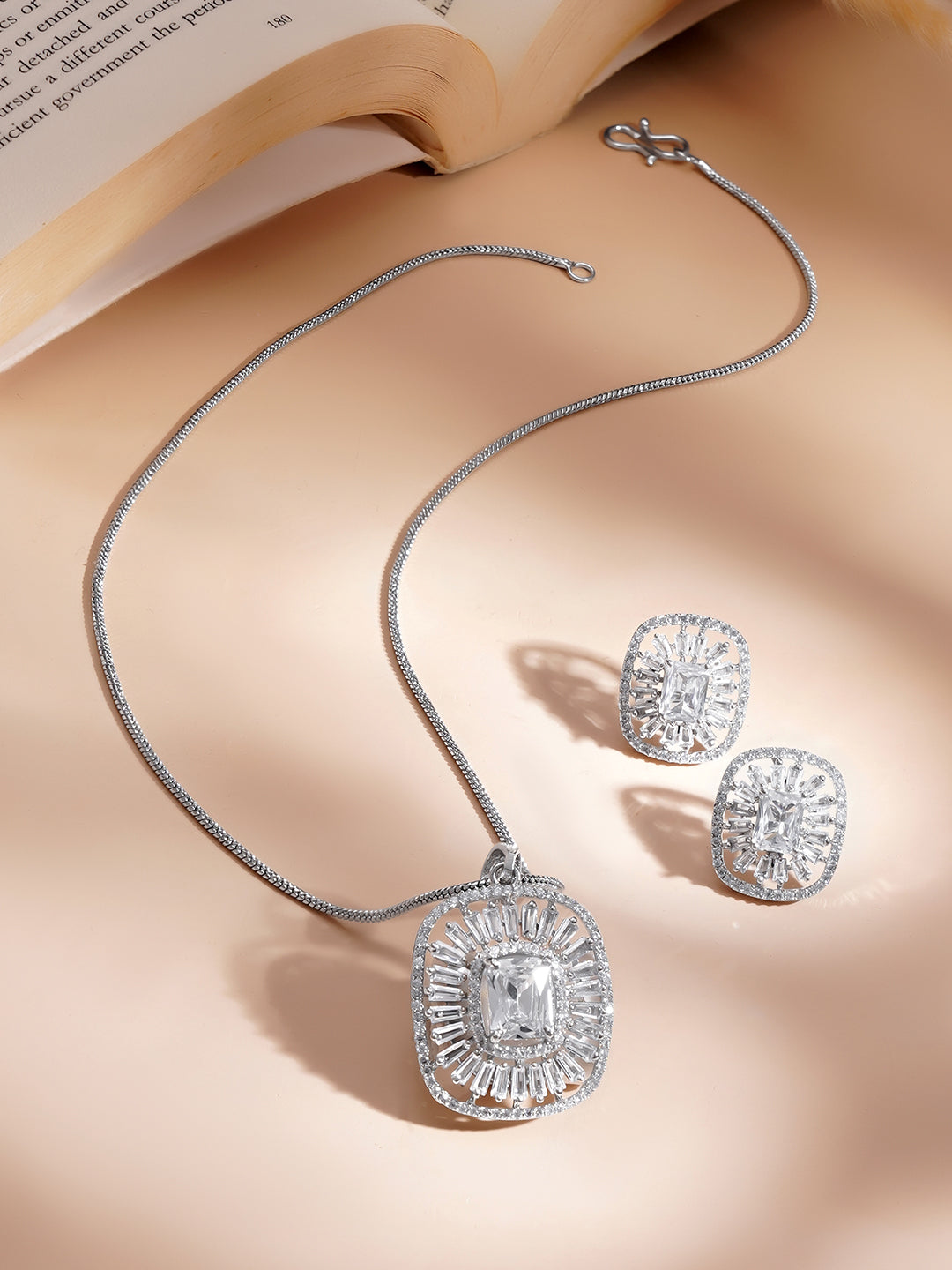 Crystal Glow Minimal Statement Pendent Set