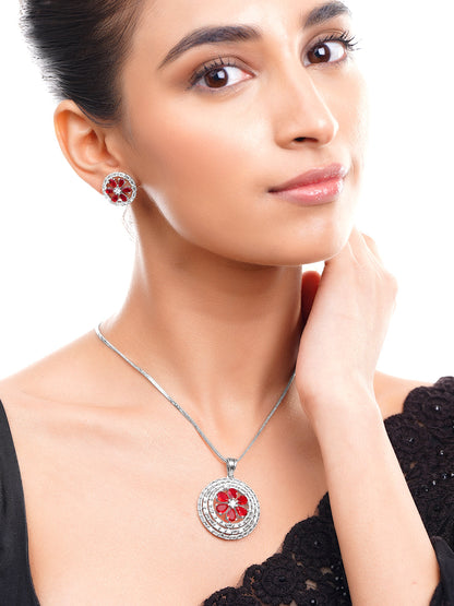 Ruby Bloom Sparkle Pendant Set