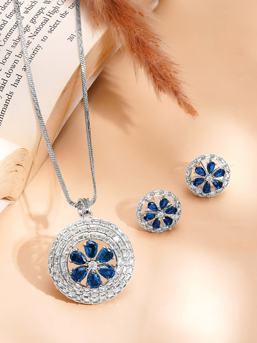 Midnight Bloom Sparkle Pendant Set