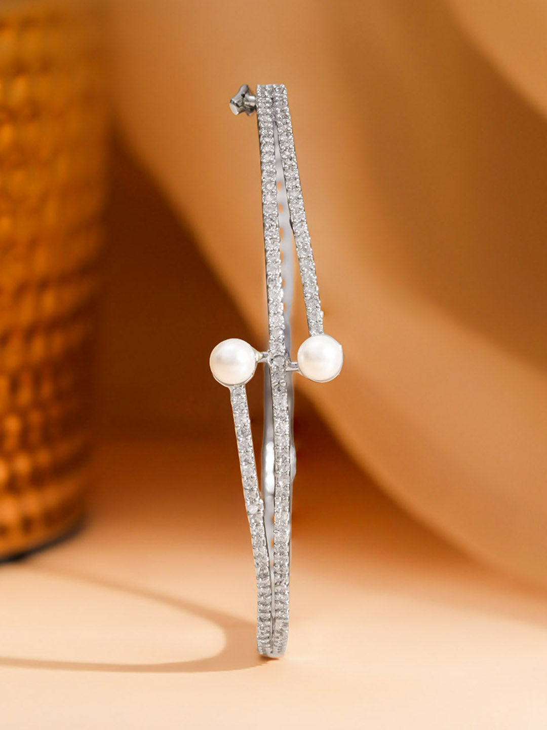 Silver Glow Pearl Crystal Bracelet