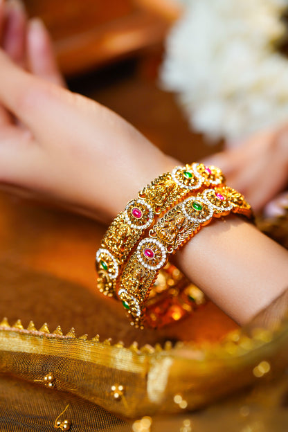 Divine Temple Gold Statement Bangles