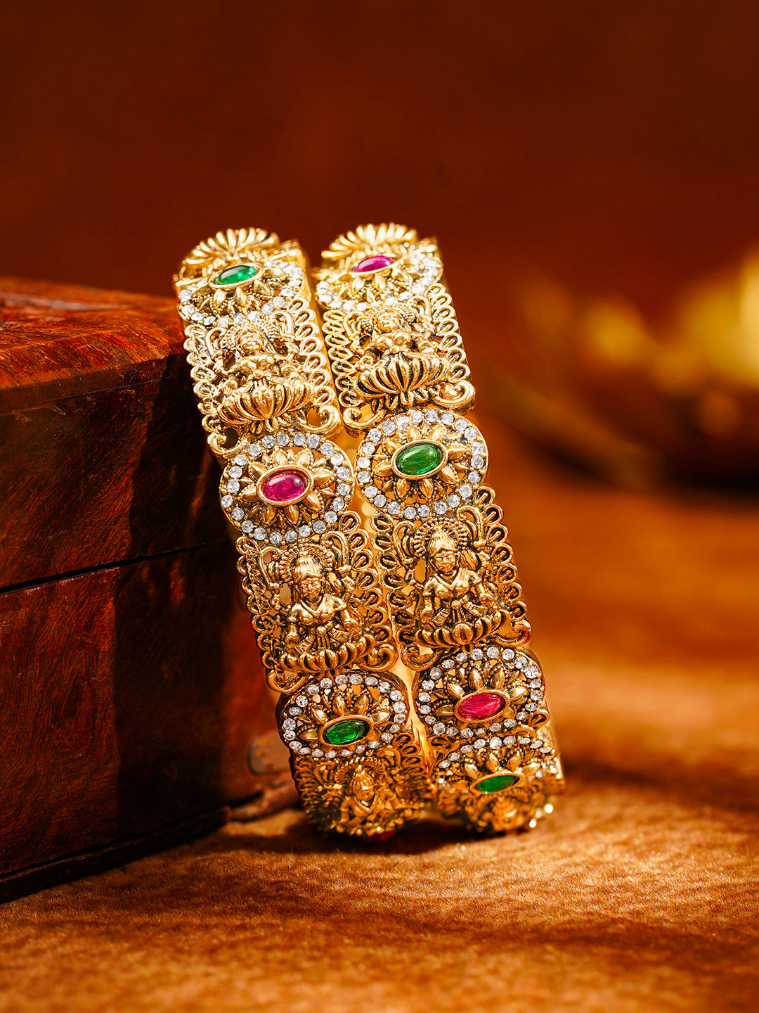 Divine Temple Gold Statement Bangles