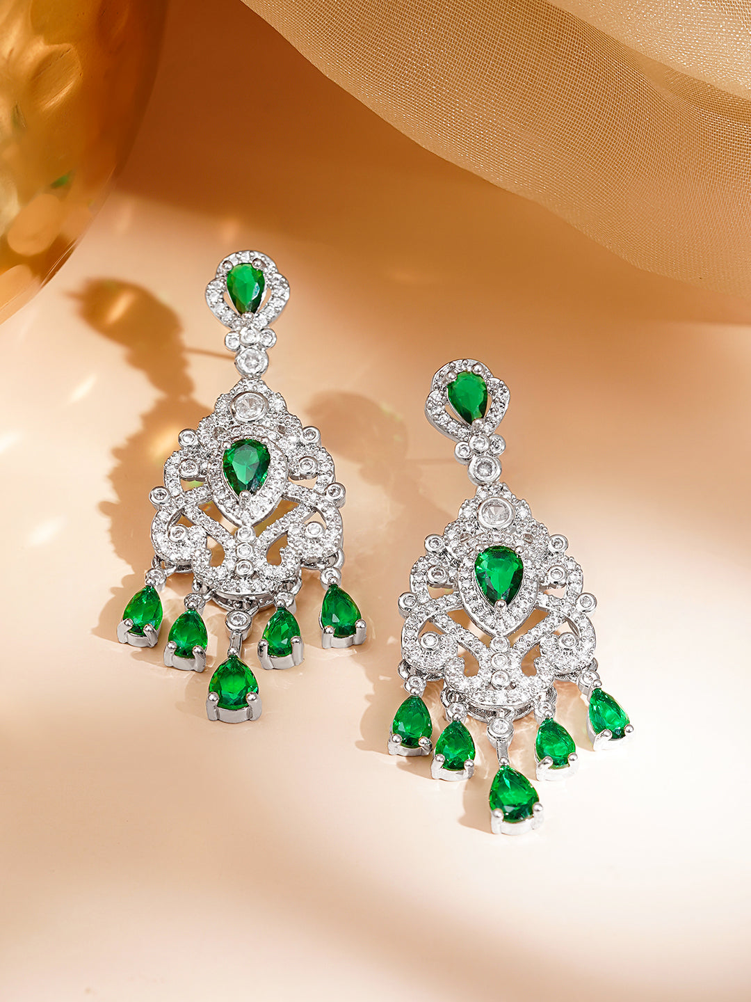 Emerald Cascade Statement Earrings