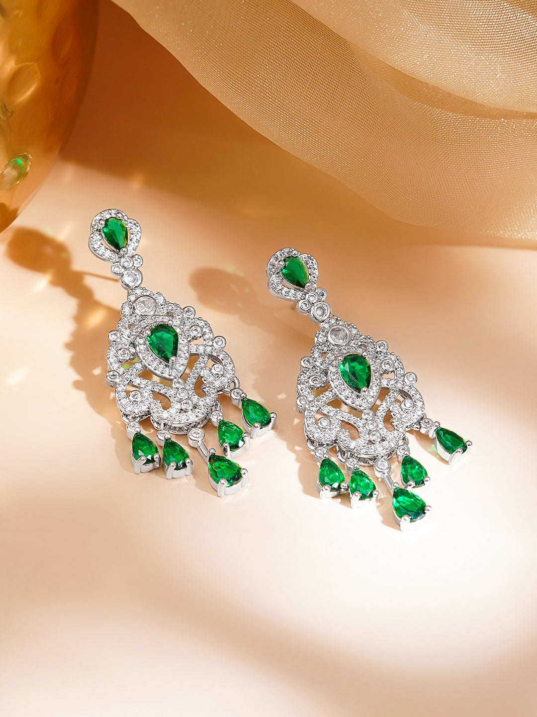 Emerald Cascade Statement Earrings