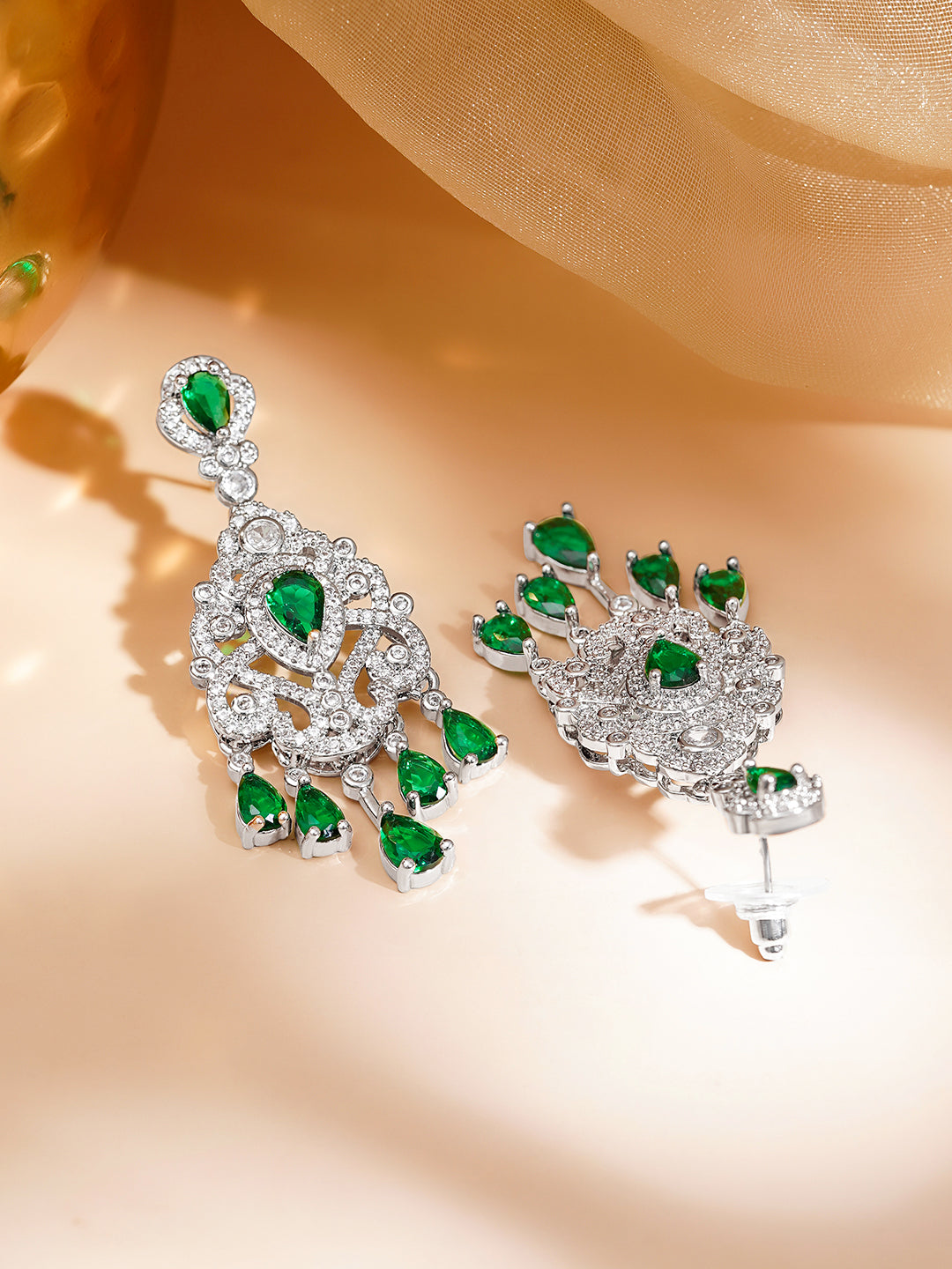 Emerald Cascade Statement Earrings