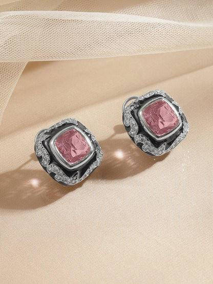 Blush Frost Crystal Stud Earrings
