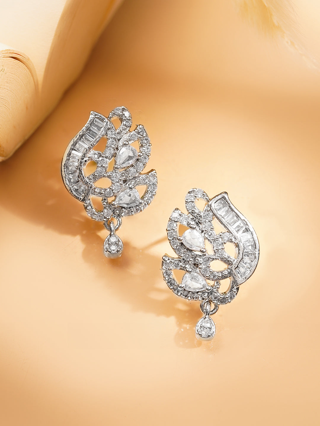 Rhodium Plated Amercan Diamon Zirconia Pendant Set