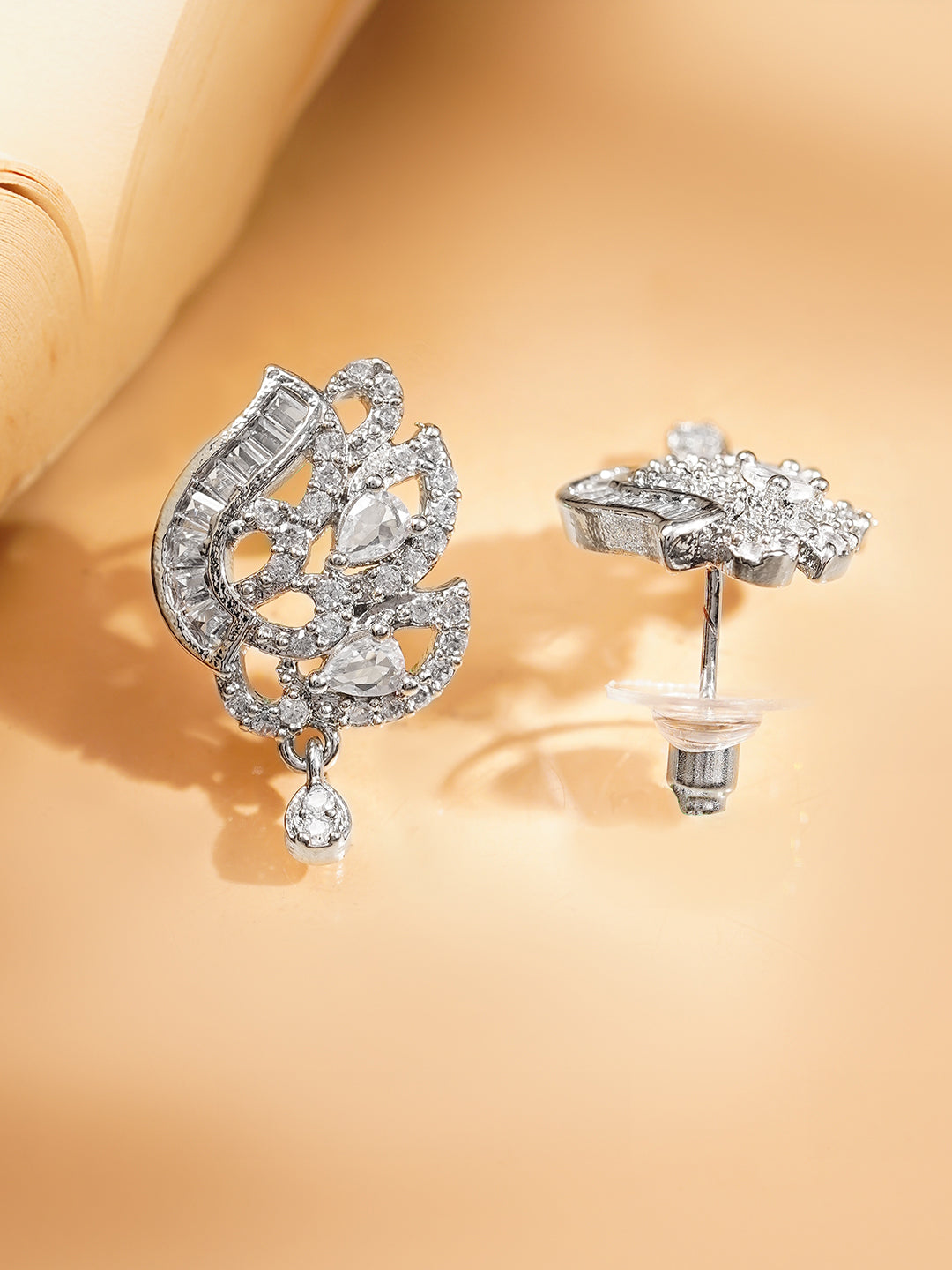 Rhodium Plated Amercan Diamon Zirconia Pendant Set