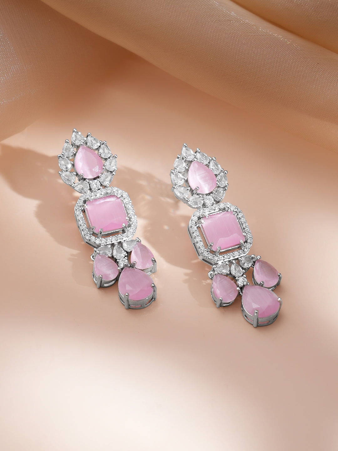 Blush Bloom Crystal Pink Necklace Set